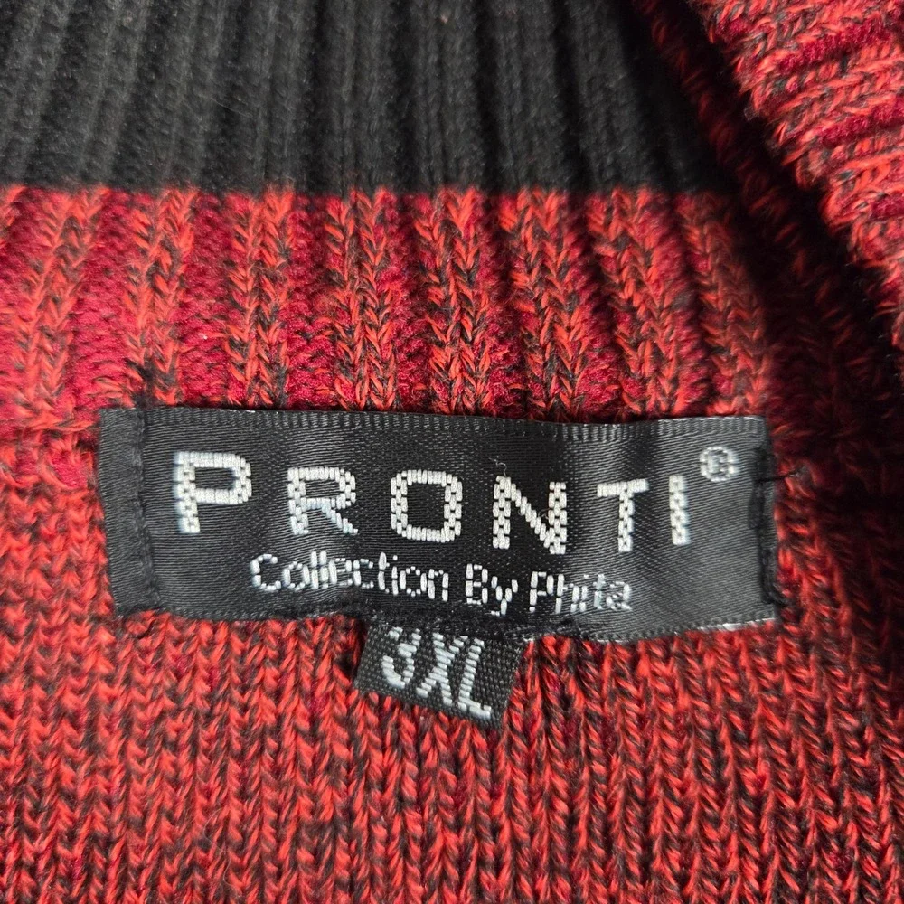 PRONTI‎ Collection By Phita Men's 3XL Red Half Zip Mock Neck Sweater Textured